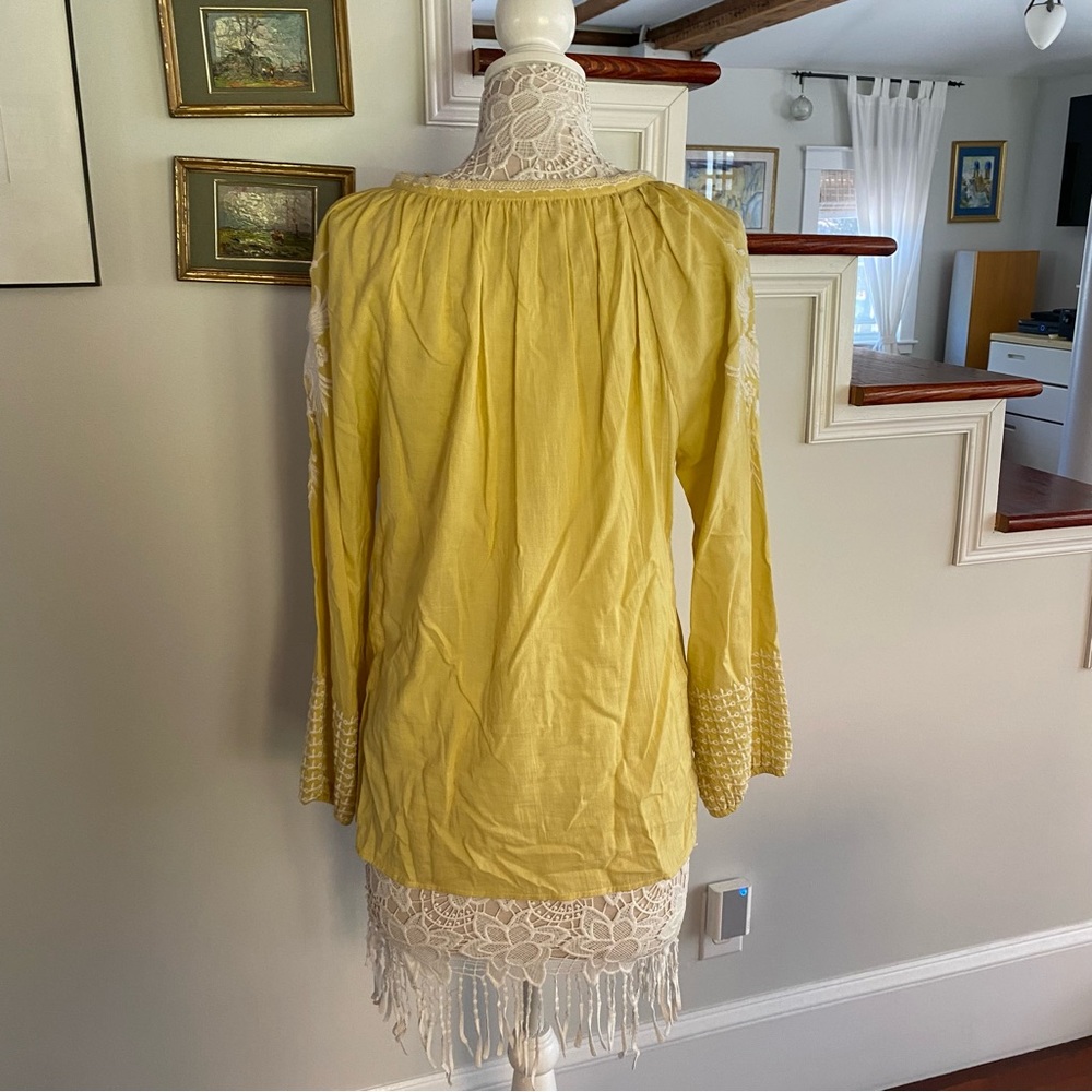 DYLAN x ANTHROPOLOGIE Yellow Embroidered Blouse Small - Picture 4 of 5